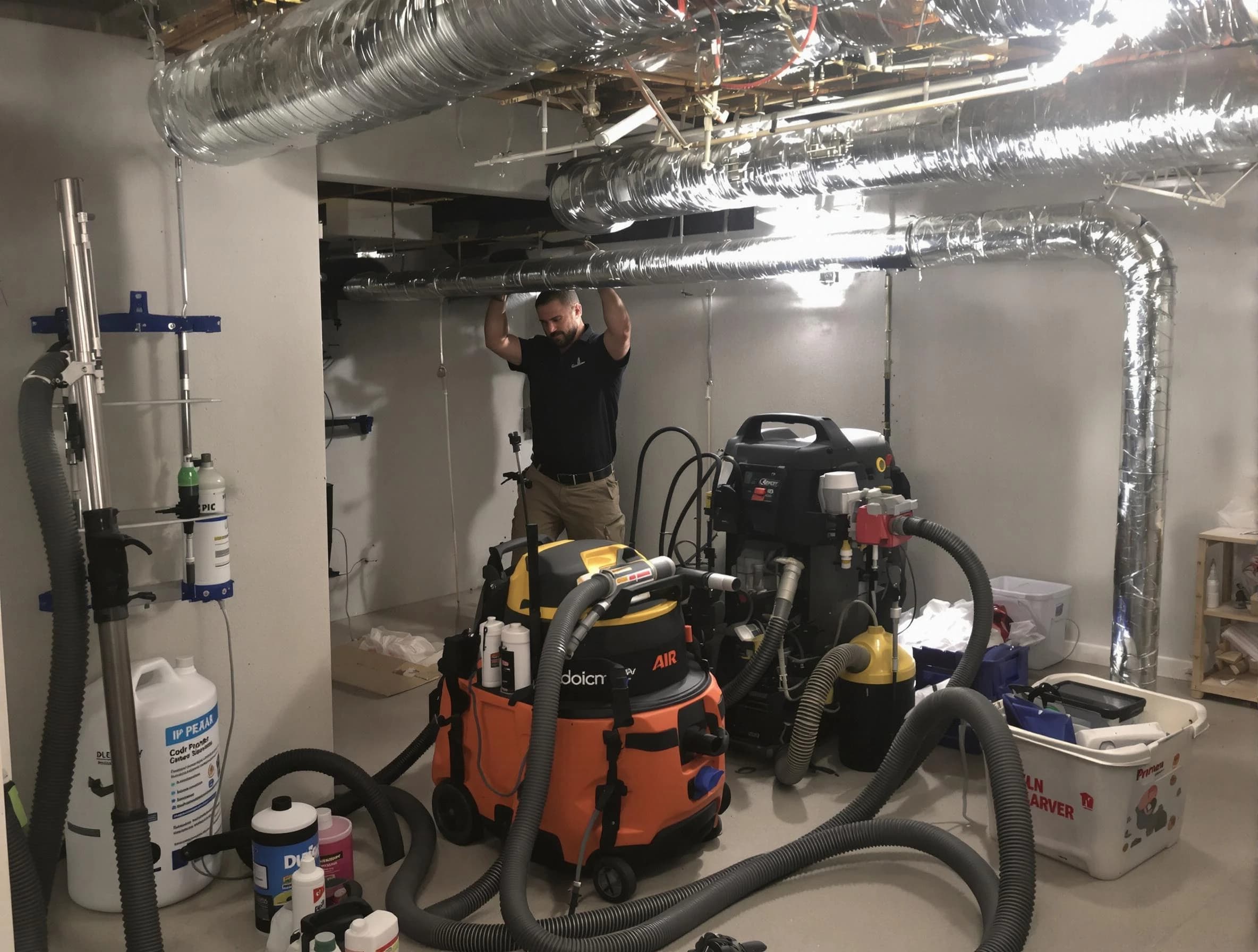 Kennesaw Air Duct Cleaning specialist performing professional mold removal from air ducts using safety equipment in Kennesaw