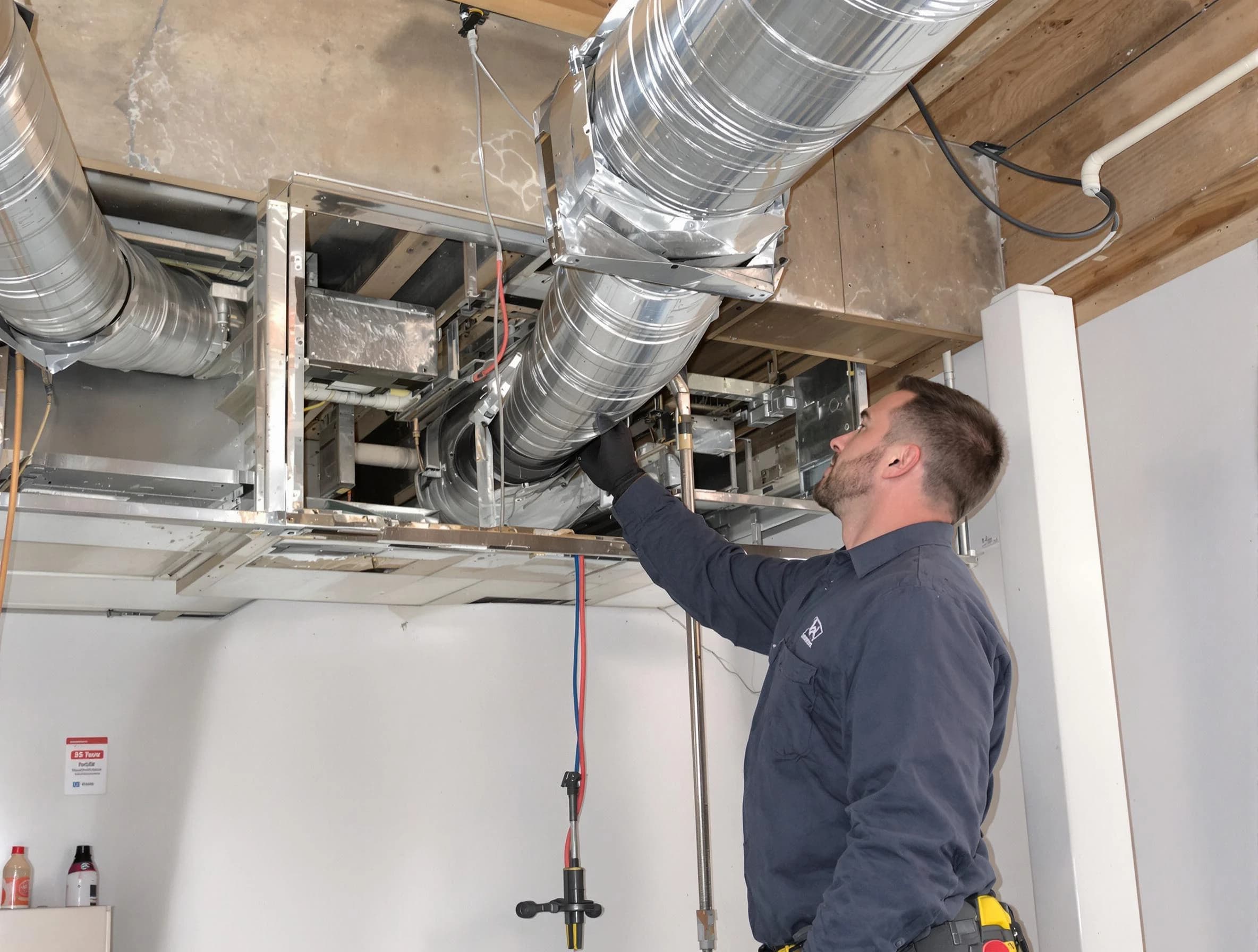 Kennesaw Air Duct Cleaning technician performing professional air duct repair using specialized tools in Kennesaw