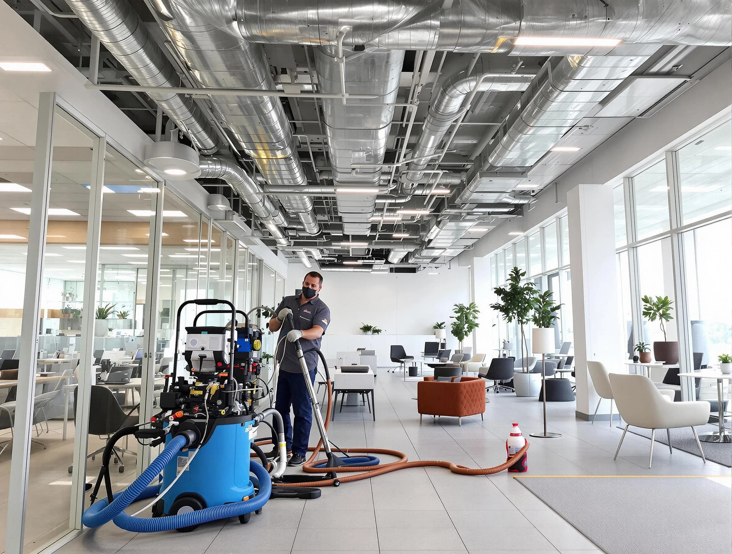 Kennesaw Air Duct Cleaning team conducting comprehensive commercial duct cleaning at a business location in Kennesaw