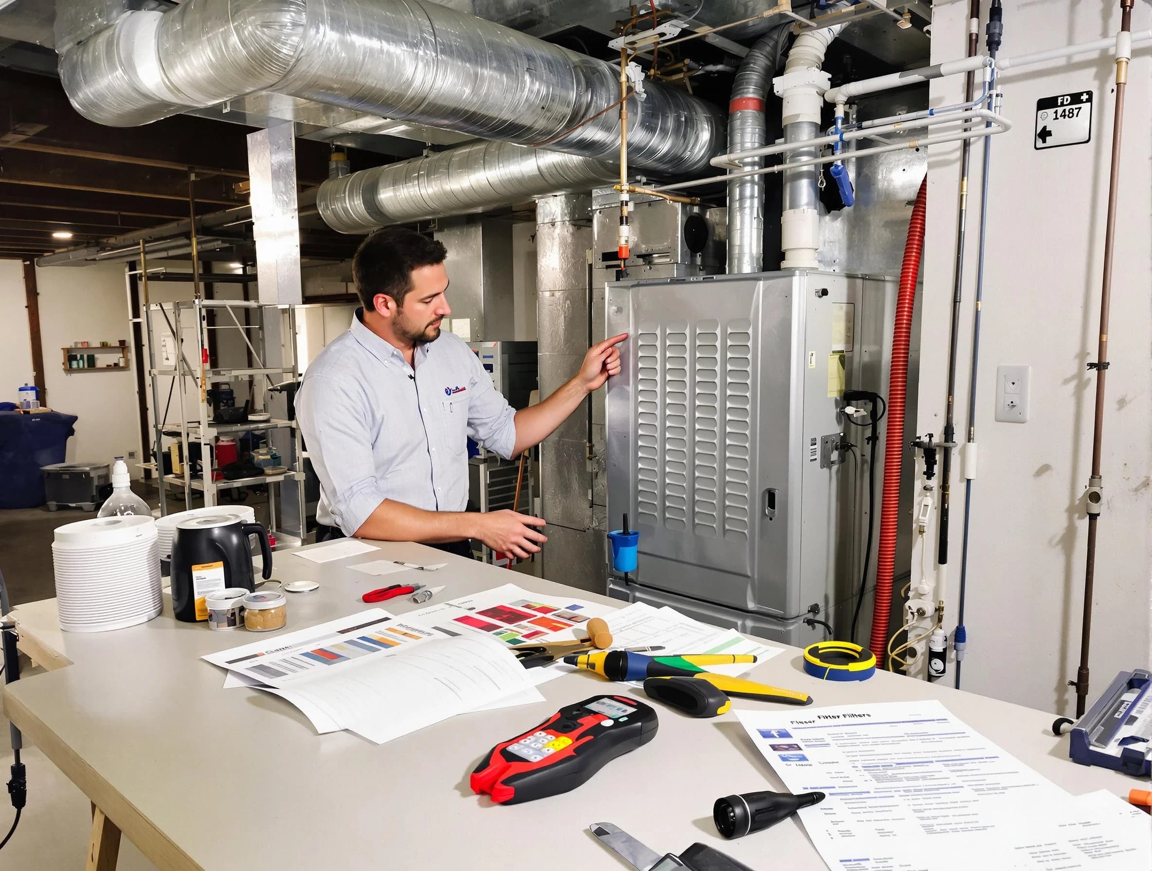 Kennesaw Air Duct Cleaning inspector conducting detailed filter system evaluation using professional diagnostic tools in Kennesaw