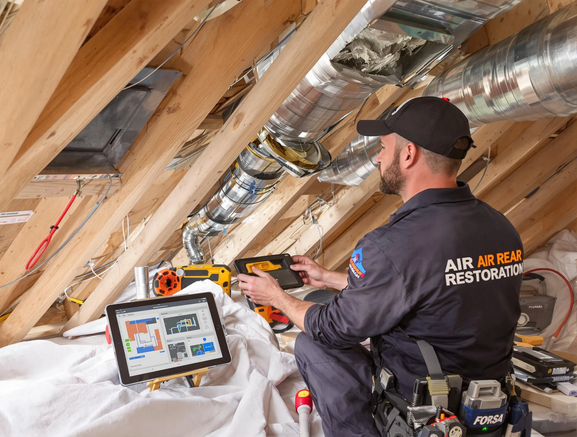 Kennesaw Air Duct Cleaning technician performing precise duct repair work in Kennesaw